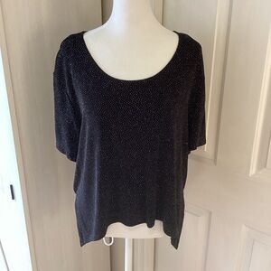 Ultra Dress Black Sparkle Women's Short Sleeve Top Sz 14